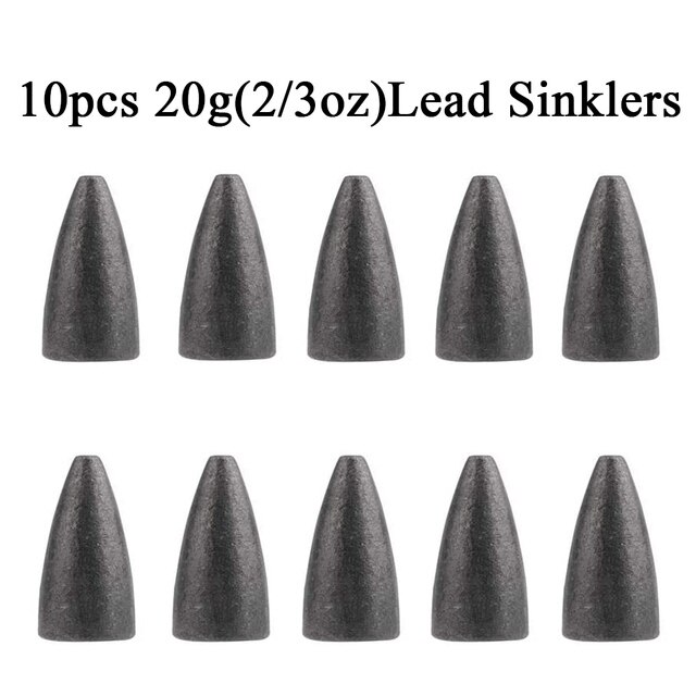 10 Stks/partij Kogel Lood Water Sinkers Wartels Vissen Lood Gewicht 3.5G/5G/7G/14G/20G Vissen Lood Hanger Accessoires: 10pcs 20g sinkers