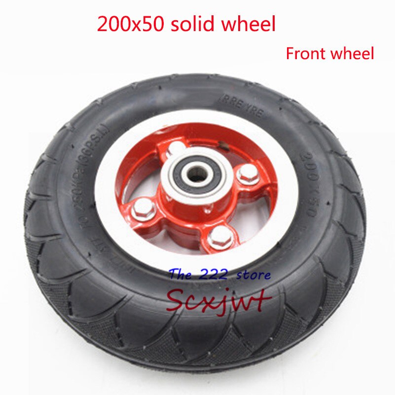 8 inch front&rear Wheels With Drive Gear+brake kit 200x50 Inflatable tire tube /solid tyre with alloy rim for Electric scooter B: Front -Solid wheel