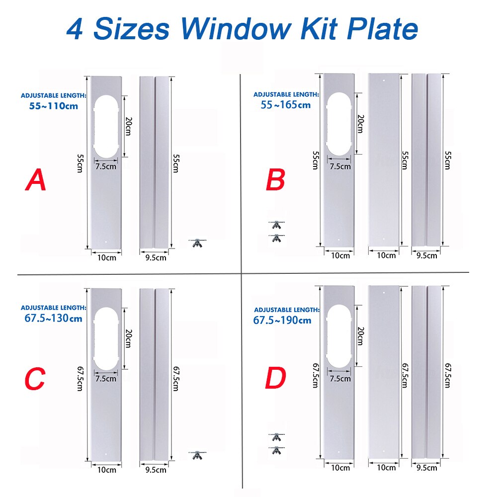 Newest Portable Adjustable Window Kit Slide Plate Wind Shield Adaptor Tube Connector Exhaust Hose Air Conditioner Accessories