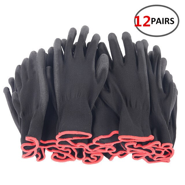 Guantes de trabajo de seguridad de nailon para carpintero, Guantes Recubiertos de Palma, suministros para trabajadores de reparación, 12 pares, 24 pares: S 12 pairs