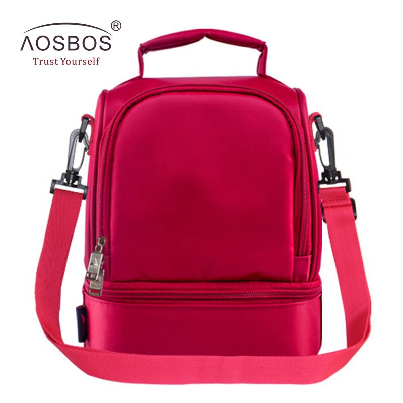 Aosbos Waterdichte Nylon Lunch Zakken Multifunctionele Geïsoleerde Thermische Picknick Tote Bag Draagbare Koeltas Doos Bolsa Termica: red