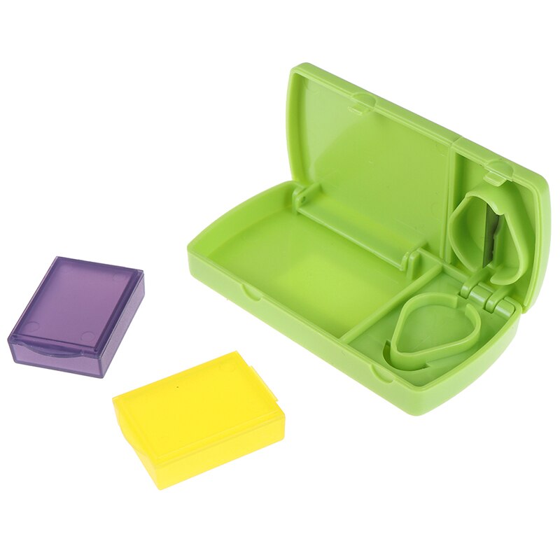 Multifunktionel pilleskæreræske medicinknuser kværn splitter tabletskærer opdeler opbevaringstaske pilleholder skæretabletter: Grøn