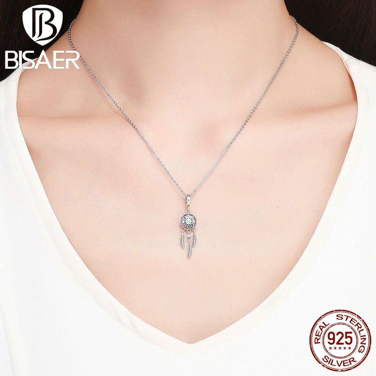BISAER 925 Sterling Silber Böhmen Traum Catcher Vintage Charme Perlen fit Armband Perlen für Silber 925 Schmuck, Der ECC961