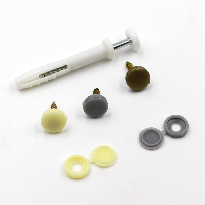 50pcs Plastic Conjoined Screw Cover Folding Screw Hole Cover with Cap Furniture Screw Bolts Beautification Decorative Buckle