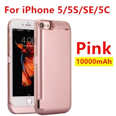10000mah Power Bank Case dla iPhone 6 6s 7 plus case ładowarka Case dla iPhone 5 SE 5S 5SE 5C ładowanie Powerbank Case: Pink 5 5S SE 5C
