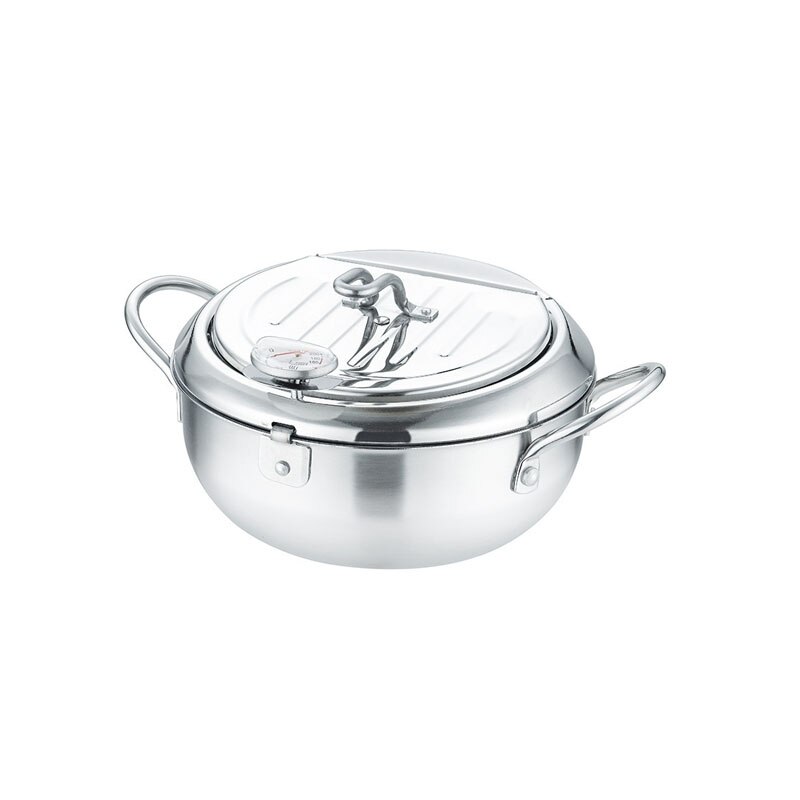 Verdikte Rvs Friteuse Pan Wok Met Deksel Pot Huishoudelijke Thermometre Controle Temperatuur Koken Tool Universele Kachels: Default Title
