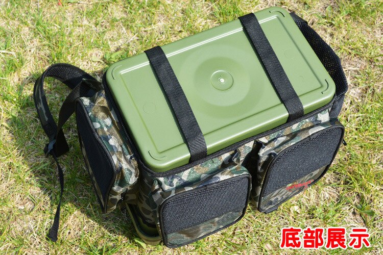 34x18x40cm Carp Sea Fishing Green Harness Bag Pack Rucksack Converter Pocket for Seat Boxes Tackle Boxes Two-Layer Sea Lake Fish