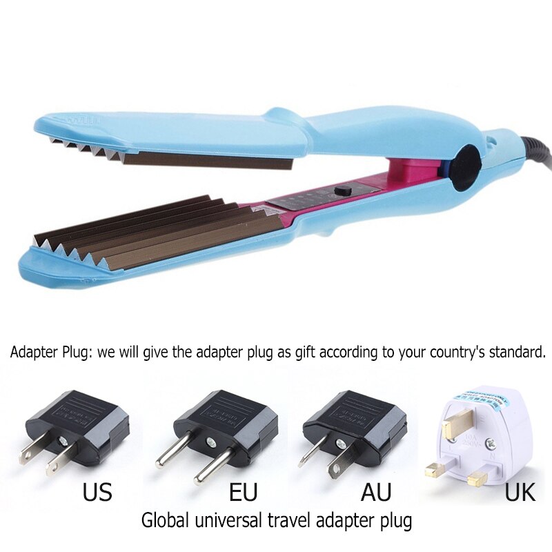 TOHUAN Fluffy Crimp Iron Corrugated Hair Curling Iron Wide Plates Electric Hair Straightener Small Wave Hair Crimper Curler Tool