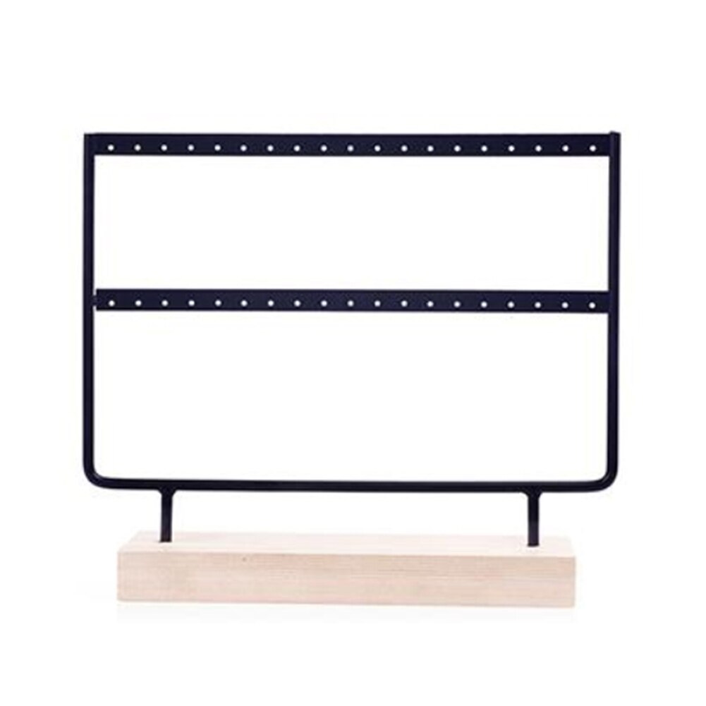 Practical 24/44 Holes 2 Layers Earrings Ear Stud Organize Rack Jewelry Display Stand Jewelry display stand jewelry rack: L Black