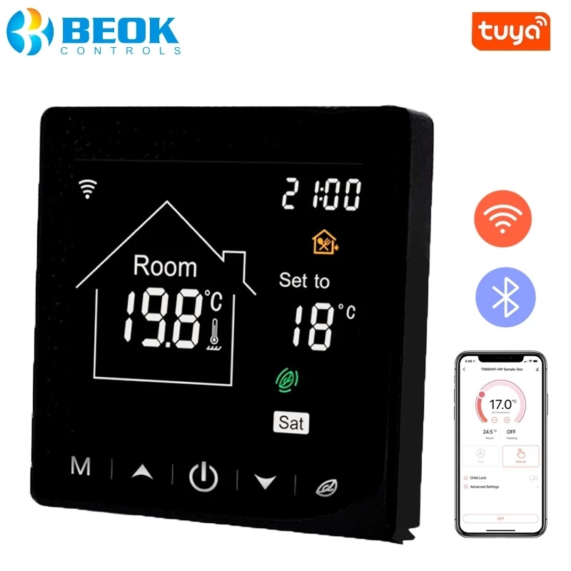 Beok-termostato WiFi con controlador de temperatura para caldera de Gas, termostato inteligente para calefacción de habitación, funciona con Alexa y Google Home