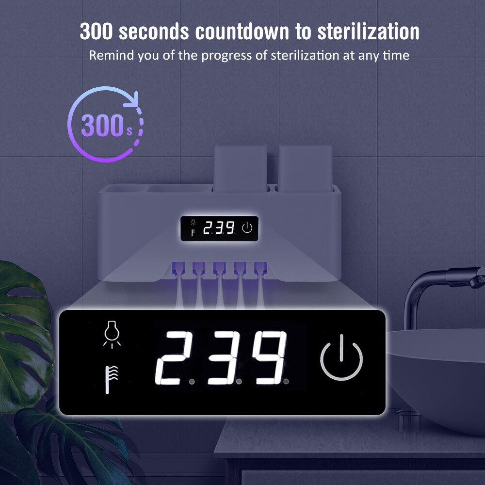 Sterilizzatore automatico per spazzolino da denti Xiaomi Smart UV con 3 tazze accessori per la disinfezione a parete