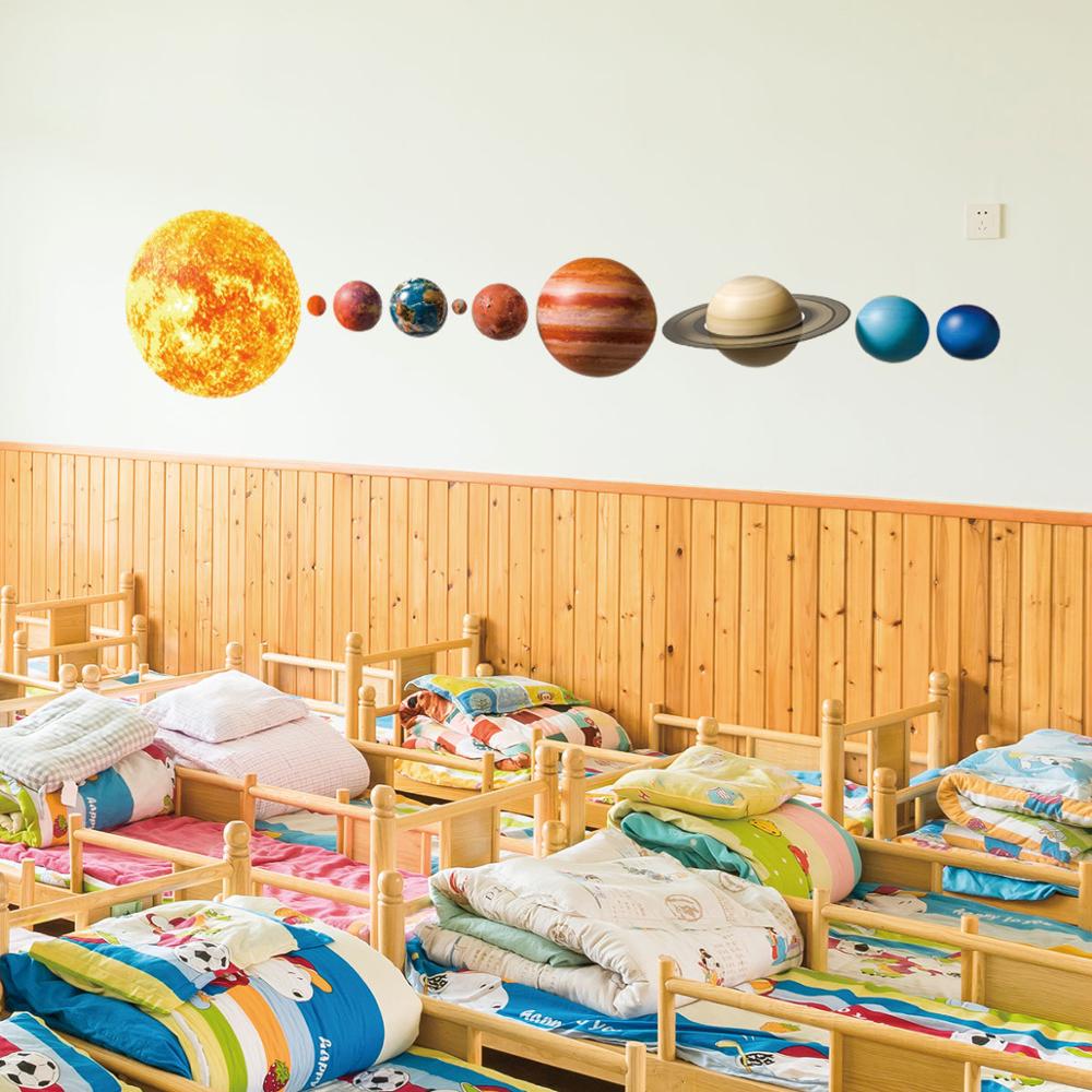 Solar system planet personality 3D wall stickers living room decoration mural bedroom decor decal wallpaper waterproof stickers