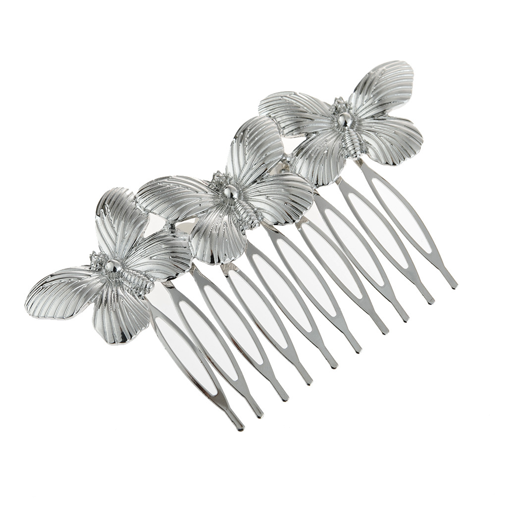 Shuangshuo cheveux côté peignes français peigne à cheveux dents droites pince à cheveux peigne torsion peigne à cheveux voile peigne cheveux accessoires bijoux: PLAQUÉ ARGENT