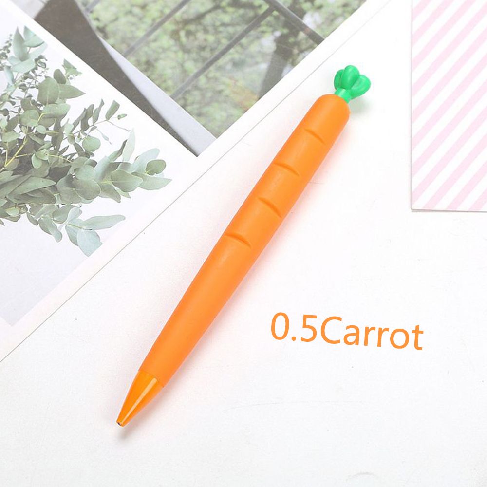 1 PC Carrot Cactus Corn Mechanical Pencil 0.5/0.7mm Mechanical Pencil Cartoon Cute Soft Gel Pen Press Pen Writing Tools: 0.5mm-Carrot