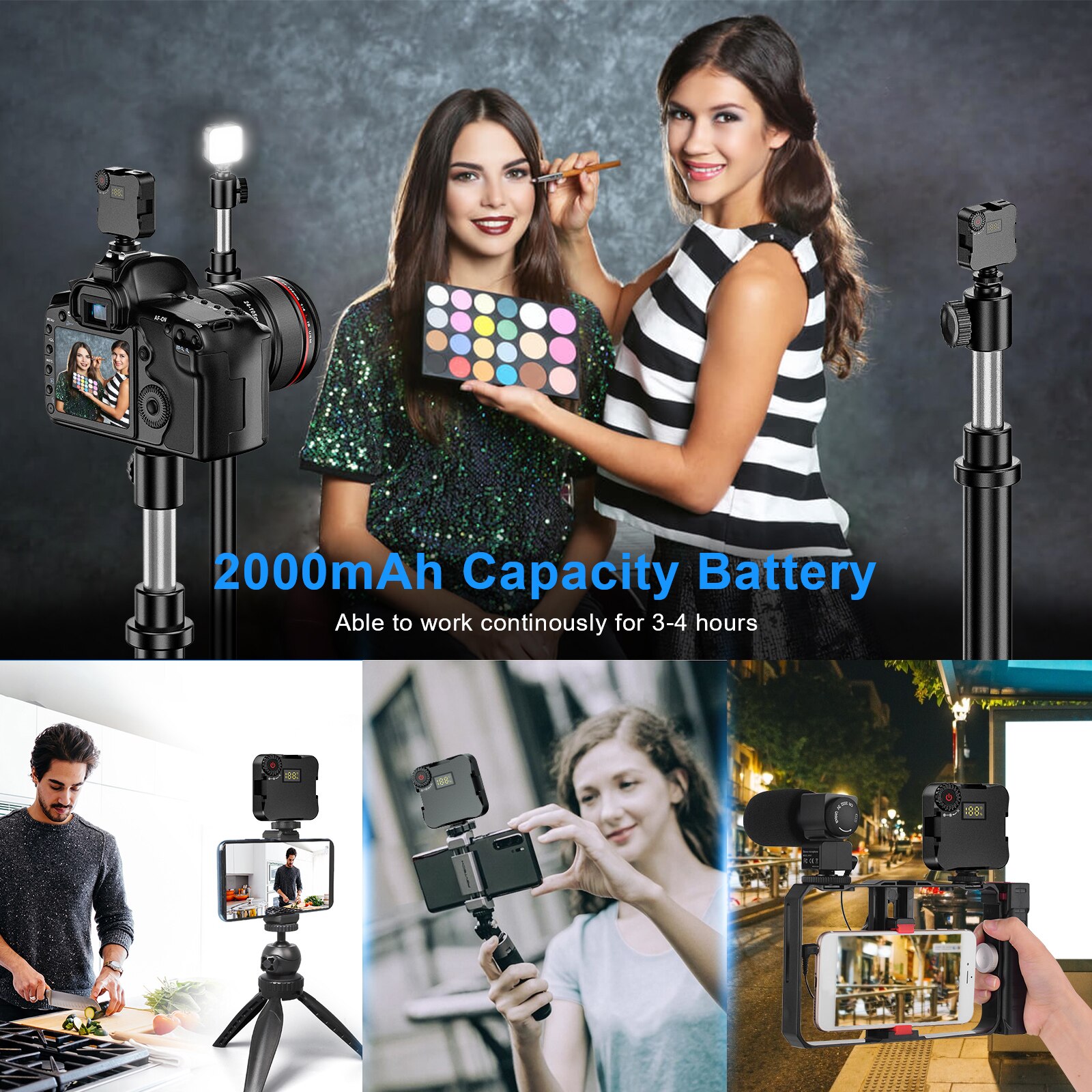 Mini Warm Cold Fill Light Live Led Light Tripod For Video Photographic Lighting Photography Vlog Photo Living Selfie 2000Ahm