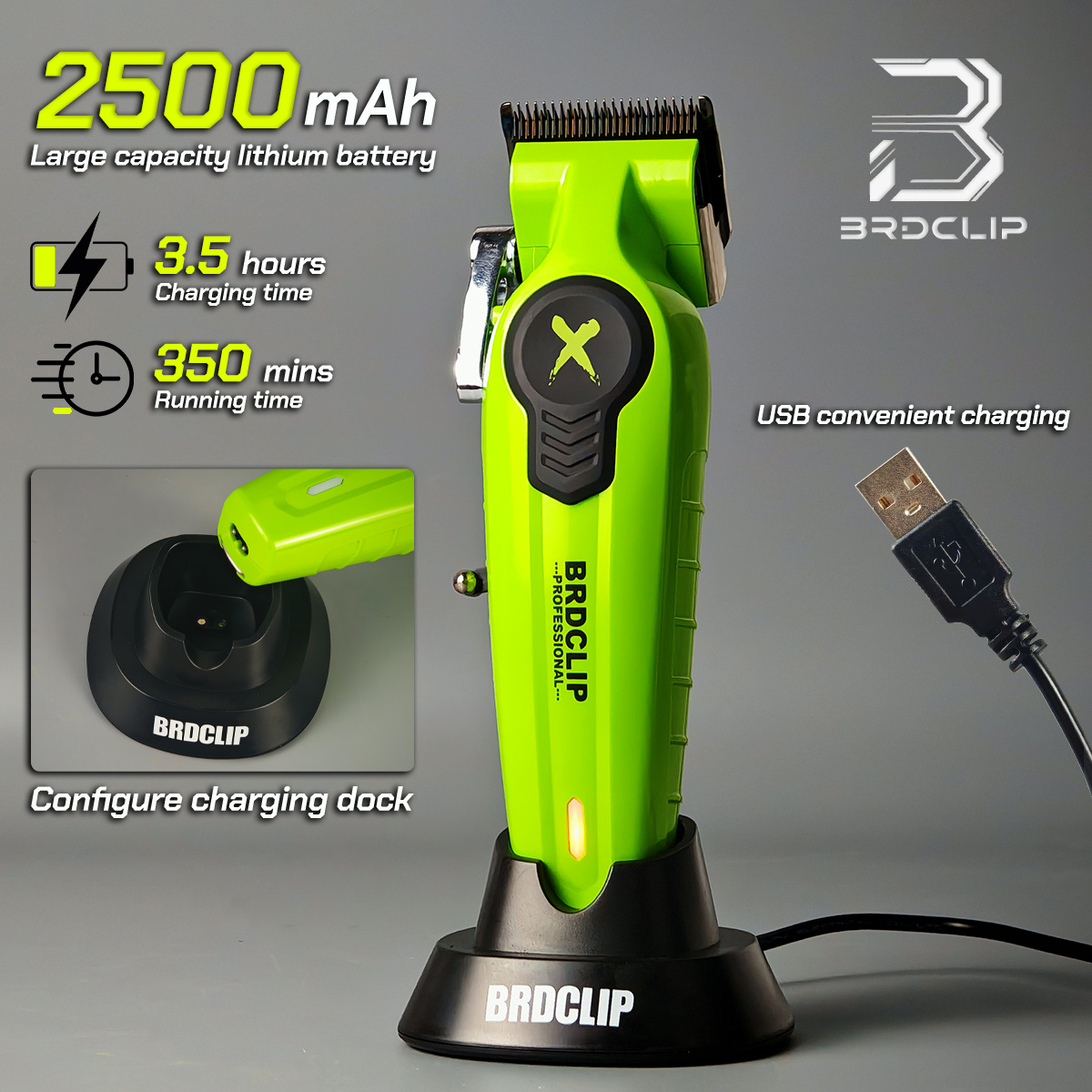 BRDCLIP Hair Trimmer Rechargeable Barber Clippers Hair Cutting Machine Charging Base Trimmer for Men BRD-FA1C FA1T