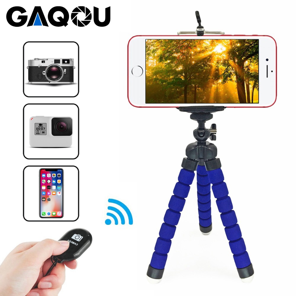 GAQOU Statief + Clip Stand Mini Flexibele Voor Camera Mobiele Telefoon Houder Stand Flexibele Octopus Spons Statief Beugel met Afstandsbediening