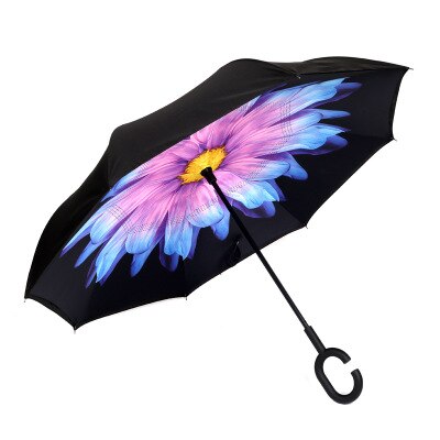 Reverse Umbrellas Folding Double Layer Inverted C Hand Holder Stand Sun Rain Windproof Rolling Over Umbrella For Women: pic9