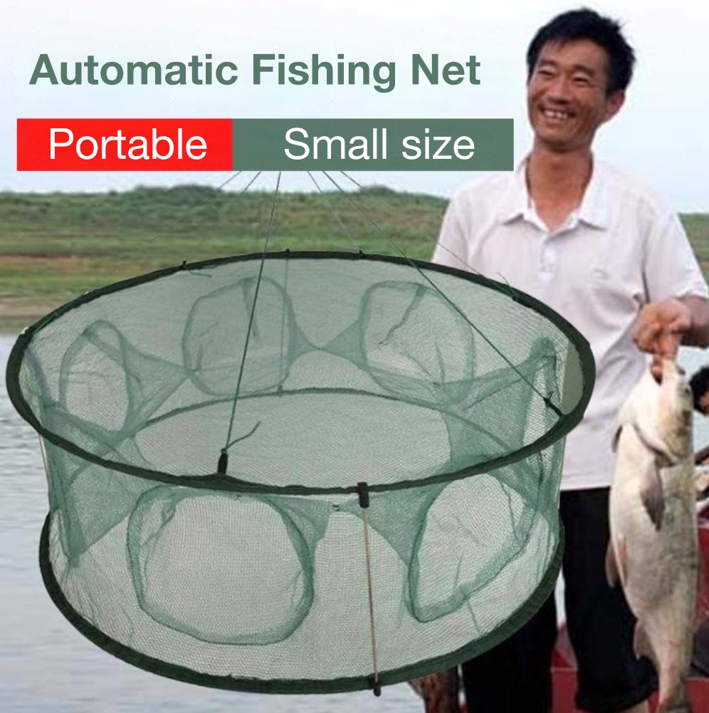Strengthen Automatic Fishing Net Foldable Catch Crayfish Crab Trap Cage Round Shape Durable Open Lobster Fishing Shrimp