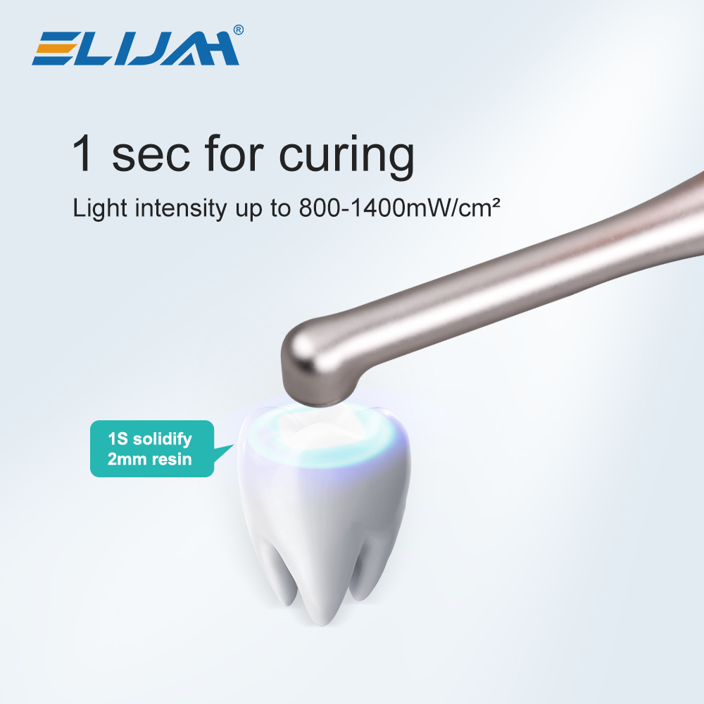 ELIJAH lámpara LED de curado Dental inalámbrica 1 segundo luz de curado 800-1400mw/cm2 equipo de odontología cabeza de Metal 360 ° Herramientas de laboratorio giratorias