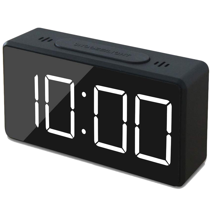 Small Mini Digital Alarm Clock for Travel with LED Time or Temperature Display, Snooze, Adjustable Brightness, Simple Operation,