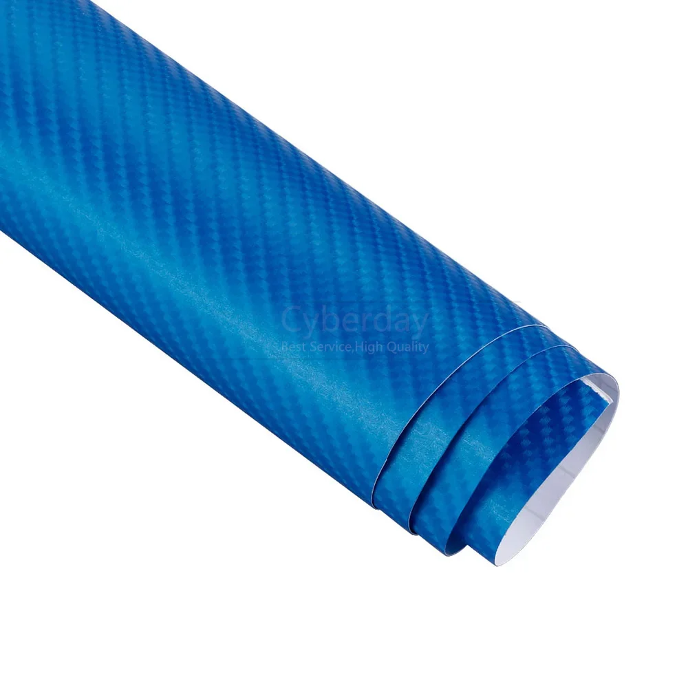 Película de envoltura de vinilo de fibra de carbono para coche, 3M, bricolaje, estilo automático, pegatinas gruesas 4D para coche, impermeables con burbujas sin aire, 100mm x 1520mm: Azul