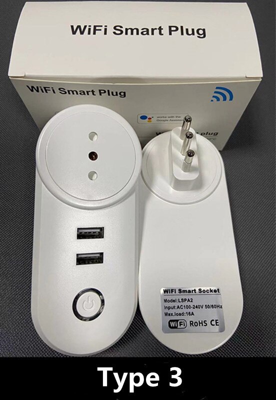 16A Chile Italy Smart Wifi Power Plug Smart Wifi Wireless Socket Outlet Work with Alexa Google Home Assistant Tuya SmartLife APP: 3PCS / Type 3