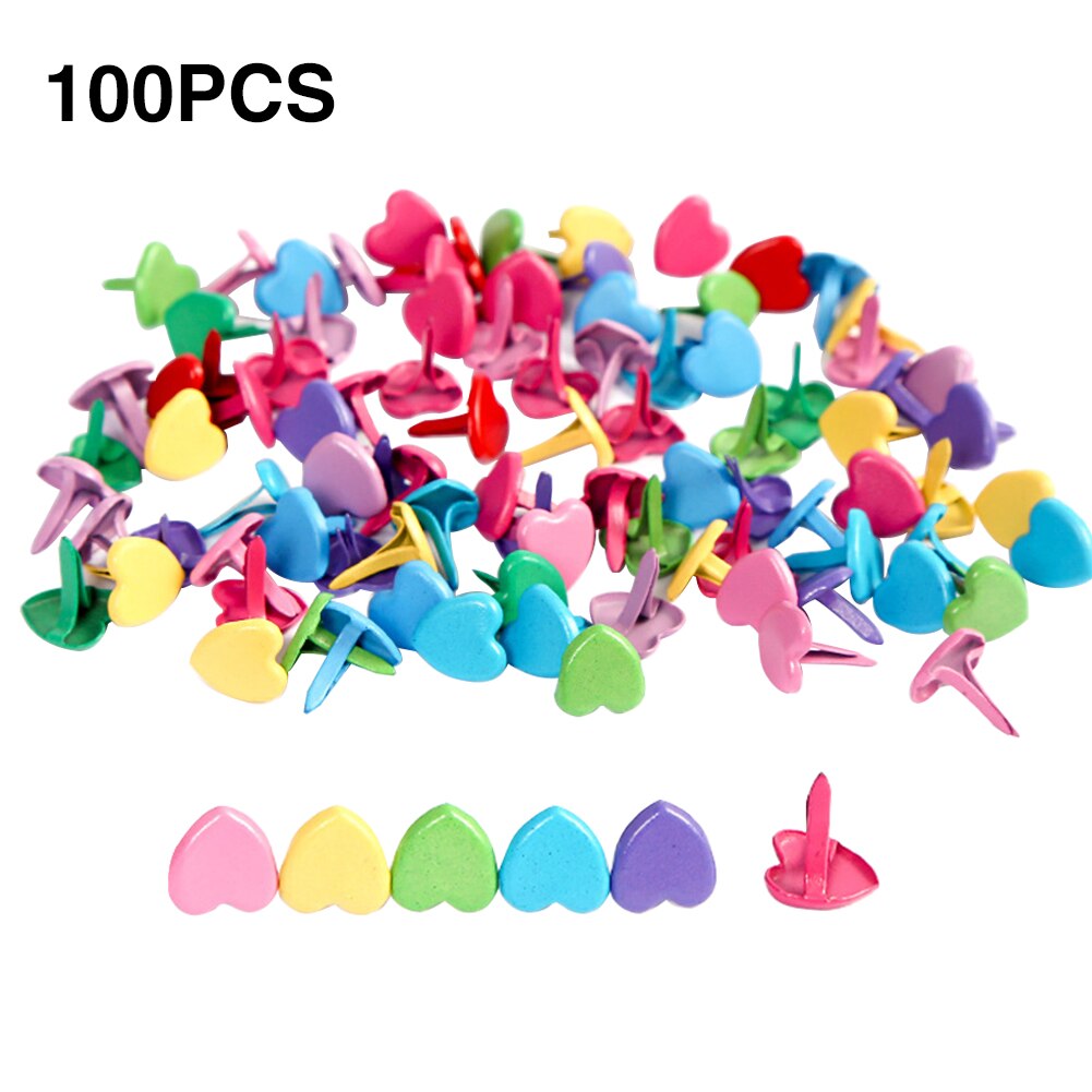 Mini broches de papel para manualidades, 100 piezas, Oficina para niños, fabricación de tarjetas, hierro duradero, DIY, álbum de recortes, ligeros, cierres, multiusos: Love