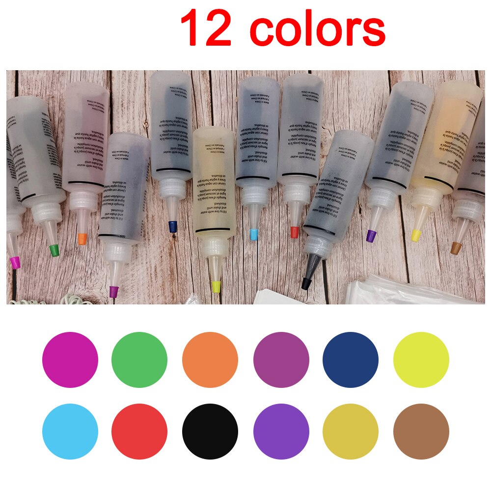18pcs Tie Dye Kit Non Toxic DIY Clothing Graffiti Fabric One Step Textile Paints: 12 colors