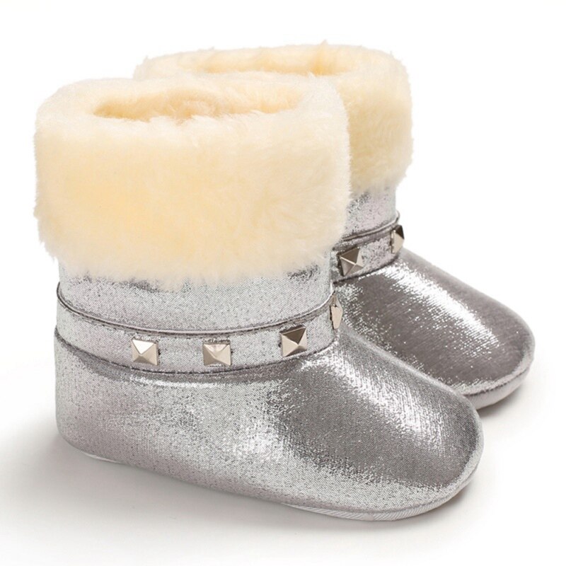 Recién Nacido lindo antideslizante suela suave zapato-Botas de bebé Niña Zapatos Otoño Invierno cómodo suave PU botas Casual Walkers
