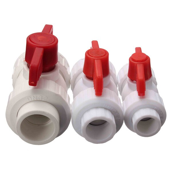 1pc 20mm 25mm 32mm PVC Plastic Pipe Ball Valve Union Valve PVC Water Pipe Connector Plumbing Hose Fittings Slip Shut Valve