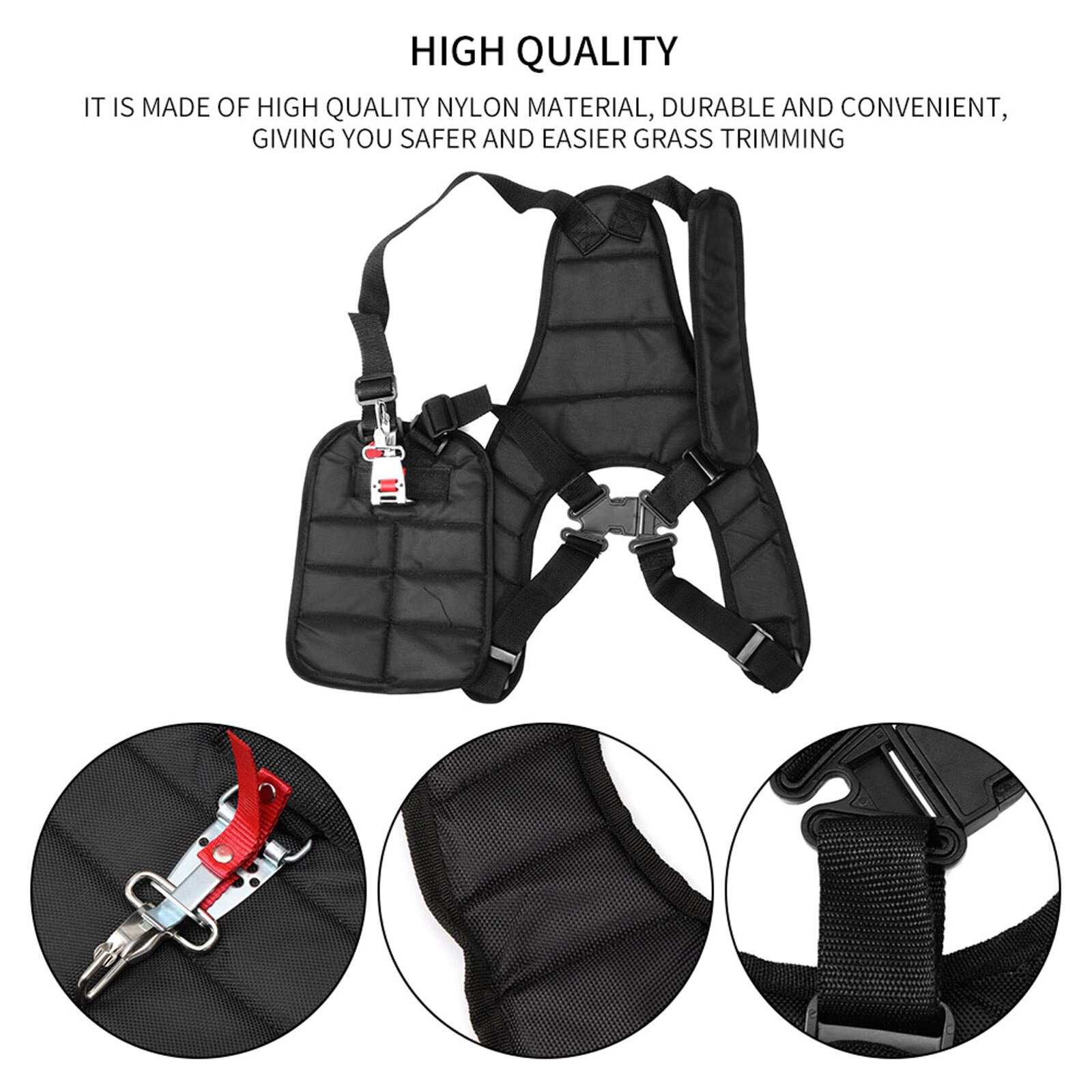 Trimmer Shoulder Strap Nylon Adjustable Black Side-Hanging Universal Mower Cropper for Brush Cutter Mower Trimmer Padded Belt