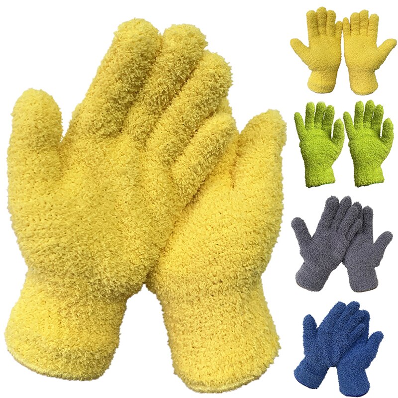 Car Wash Microfiber Dust Removal Gloves Coral Fleece Gloves Clean Five-finger Housework Water Absorbent Dry Hair Gloves