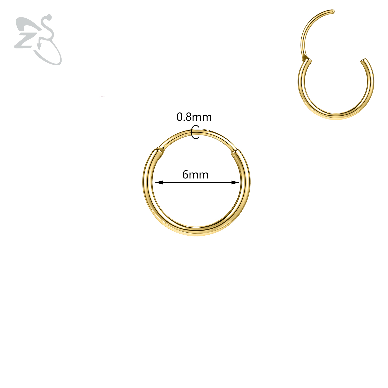 Zs 1pc runde krystal næse piercing sølvfarvet septum ring rustfrit stål næse clicker brusk piercing 20g kropssmykker
