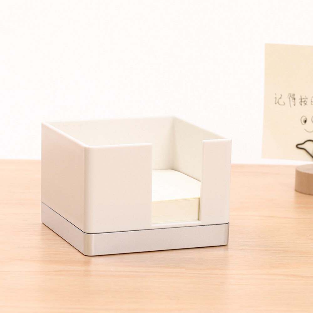 Simple Memo Holder Self-Stick Notepad Notes Cube Dispenser Case 3.5x3.5 Inch with Silver Base for Office Home Desk Organizers
