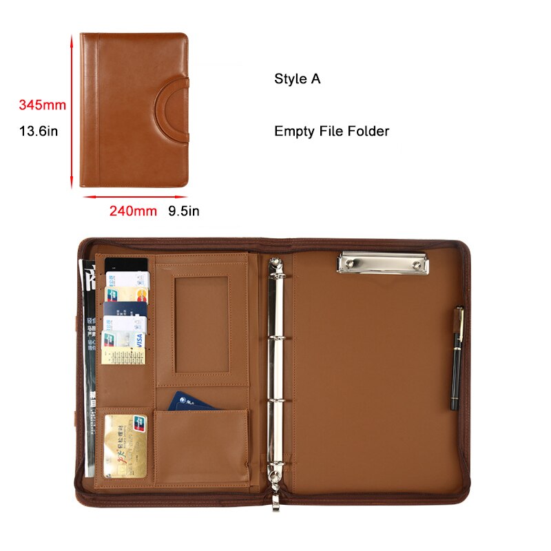 A4 File Folder PU Document Bag Calculator Binder Briefcase Business Contract Storage Manager Portfolio Protable Office Organizer: 1