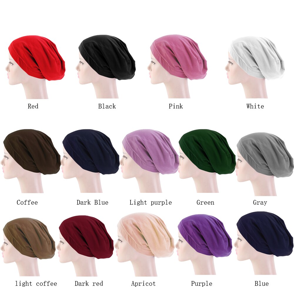 Bonnet en Satin élastique pour femmes musulmanes, Bonnet de perte de cheveux, Skullies, enveloppant la tête, chimio, Cancer, indien, Turban uni, à la