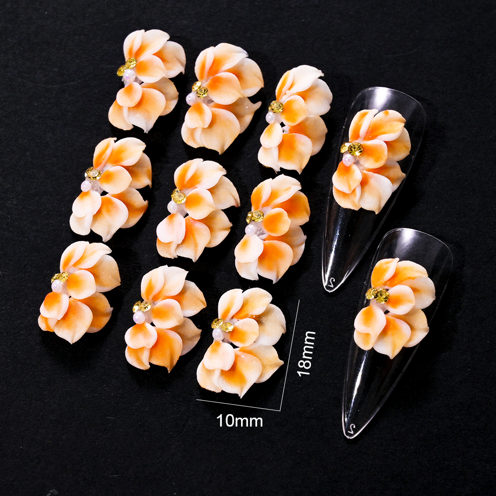 Flores acrílicas 3D para uñas, abalorio para uñas, joyería de perlas pura hecha a mano, accesorios de diamantes de imitación, de flores múltiples, decoración de uñas, 1 ud.: Blanco