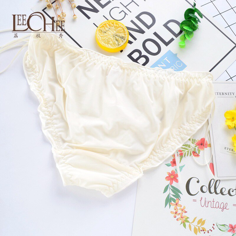 Japanese gold star ribbon decoration in the waist briefs Dalian original single underwear ice silk ladies