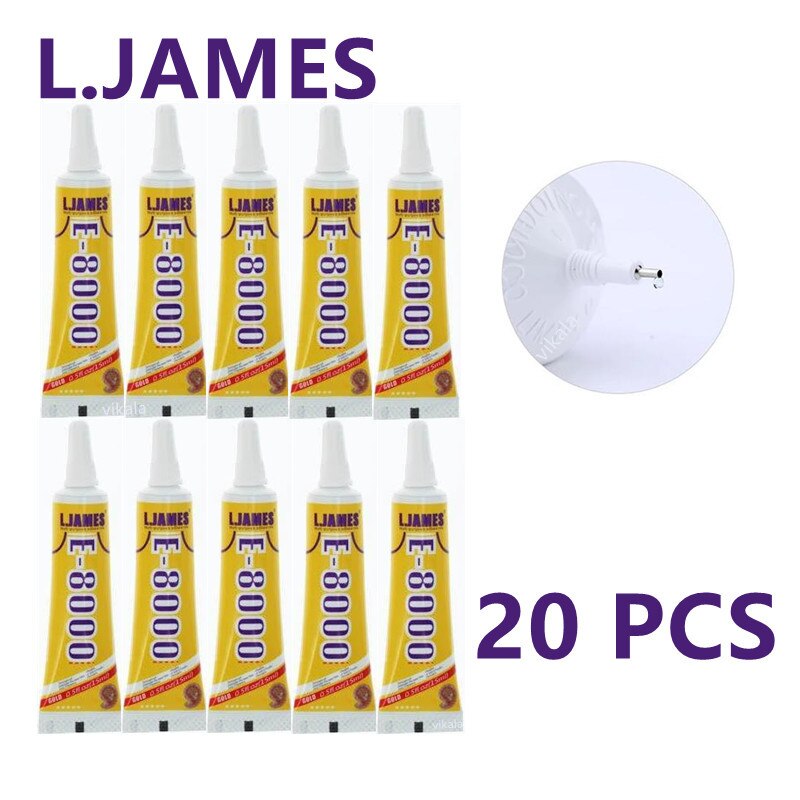 L.JAMES 20P E8000 15ml Strong Liquid Glue Clothes Fabric Clear Leather Adhesive Jewelry Stationery Phone Screen Instant Earphone: 20pcs