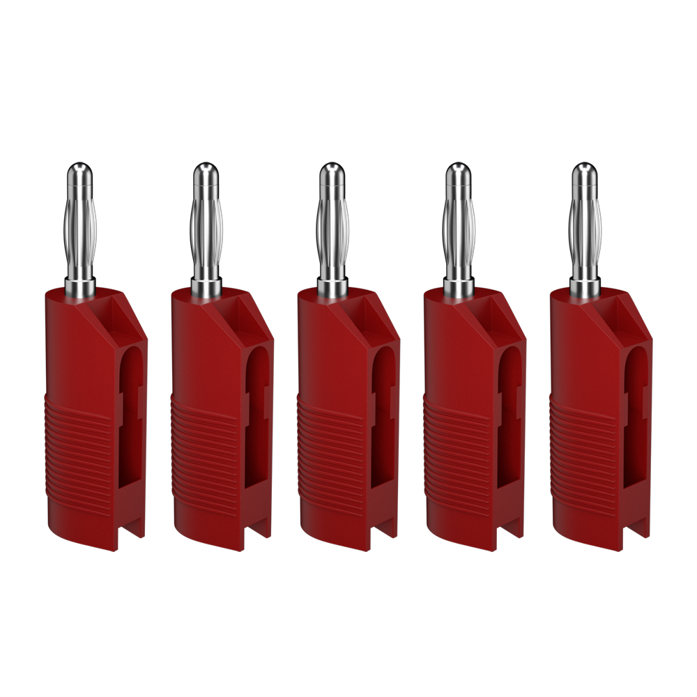 Jzdz 5 Stuks 4Mm Koperen Vernikkelde Bananenplug Geplaatst 4Mm Bananenplug Connector Stapelbare Schroef Fixatie J.10032: Rood