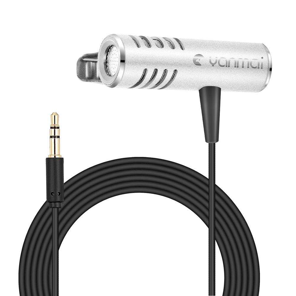 Clip-on Lapel Mic Lavalier Omni-directional Double Condenser Microphone Silver Yanmai R933: Default Title