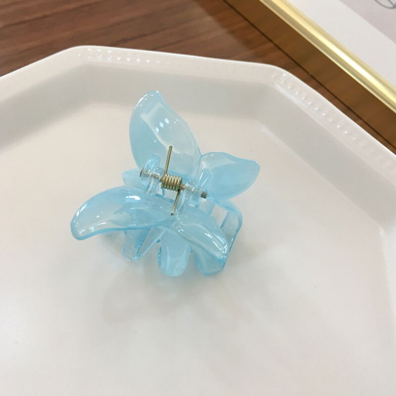 Mini pince à cheveux en forme de crabe, barrette en plastique semi-transparente, épingle à cheveux en résine, accessoires pour cheveux: Bleu