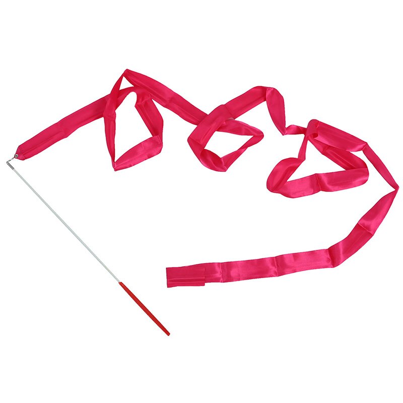Danse ruban gymnastique rythmique Streamer tige bâton virevoltant fête chinois nouvel an-rose rouge