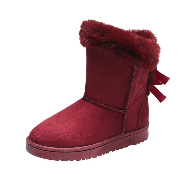 Vrouwen Winter Bont Warme Snowboots Dames Warme Wollen Booties Enkellaars Comfortabele Schoenen Plus Size 36-41 Casual vrouwen Mid Laarzen