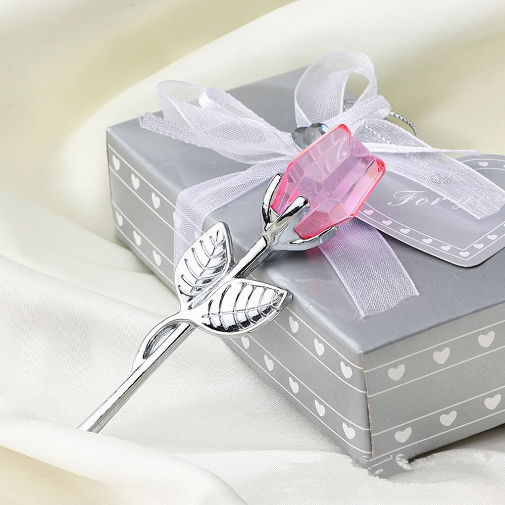 Presente do dia das mães, decoração de vidro de cristal, rosa, flores artificiais, lembranças de casamento (inclui caixa