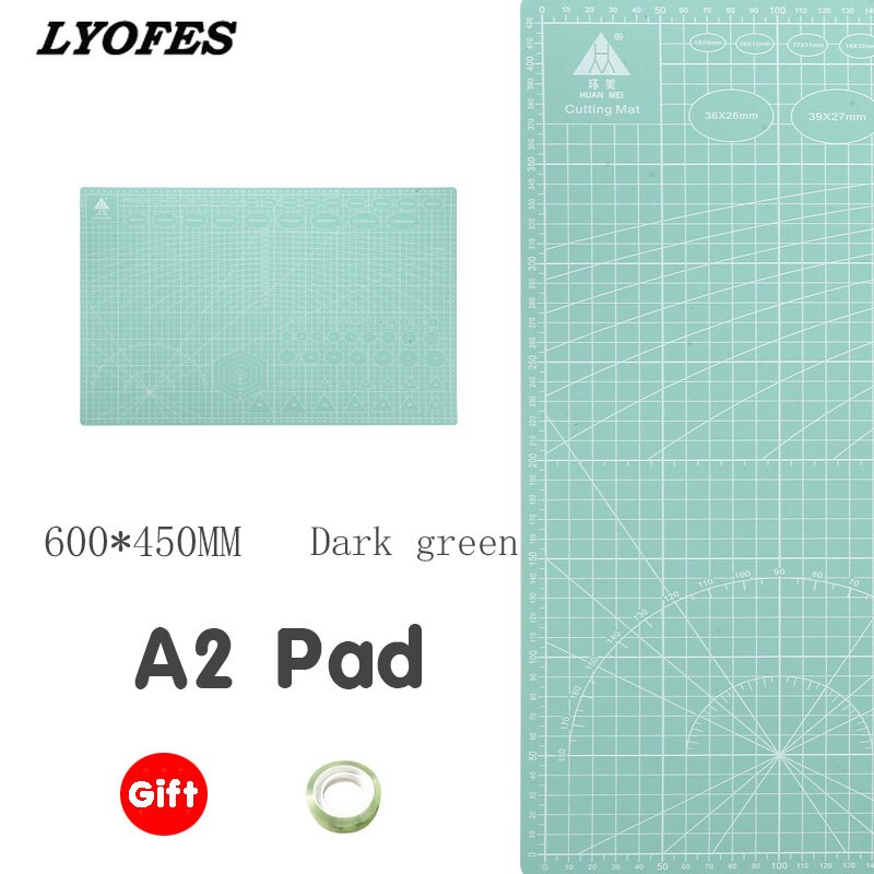 A2 Cutting Board Grid Line Self-healing Cutting Board Craft Card Multicolor Double-sided Desktop Manual Cutting Pad 60 * 45cm: Mint Green