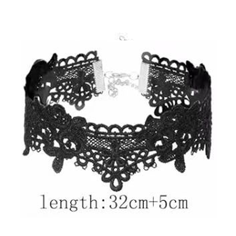 Dame chokers blad dusk kvinner hals smykker tilbehør jente blonder gotisk vintage sexy fløyel rose perler blomsterhalskjede: Rhodium belagt