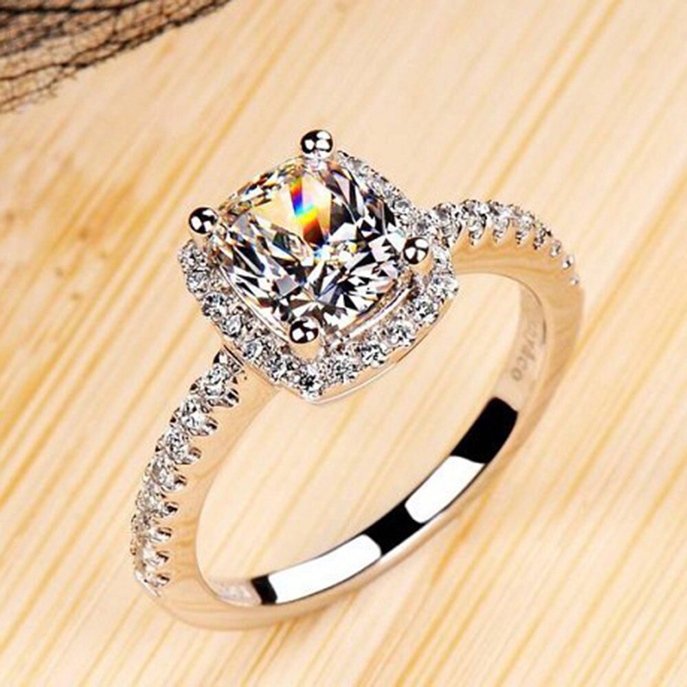 elegante Weiße Oval Zirkonia Ring CZ Hochzeit Schmuck Gefüllt Engagement Versprechen Ringe für Frauen Anillos Mujer