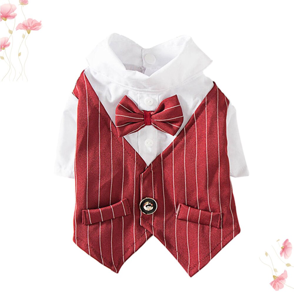 Overhemd bruiloft feest pak lente zomer jas schattige kleding voor hond huisdier kat (marine maat xs): Bordeauxrood